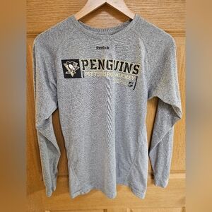 Reebok Penguins Gray Long Sleeve Shirt Pittsburgh